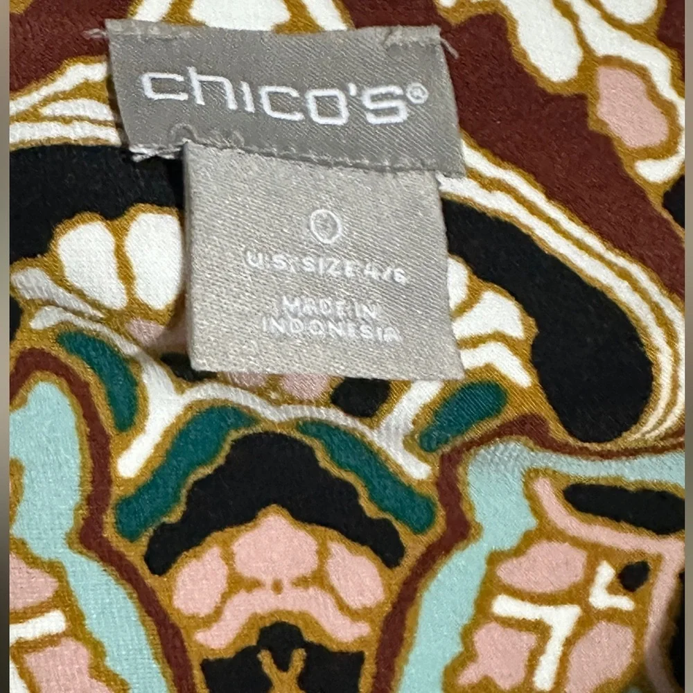 135 Chico’s | NWOT Green Pink Paisley Shift Dress (Size 4/6) - Picture 6 of 11